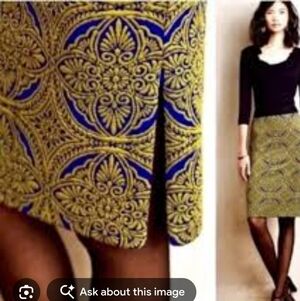 Anthropologie Maeve Knit Medallion Pencil Skirt M Tapestry Knee Boho Romantic